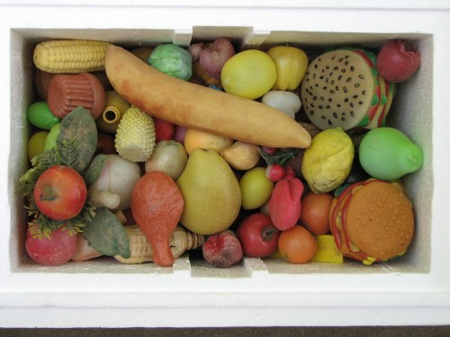 fake food in styrofoam box, 5/09