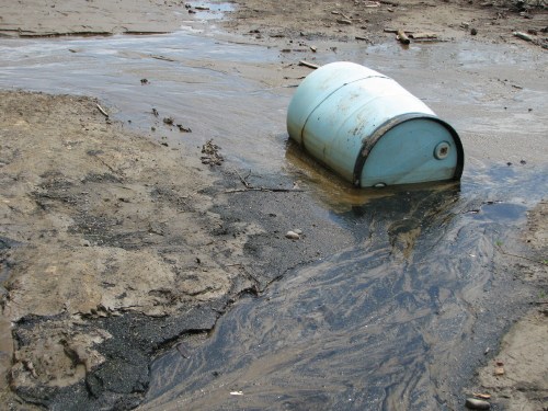 blue plastic drum, 7/09