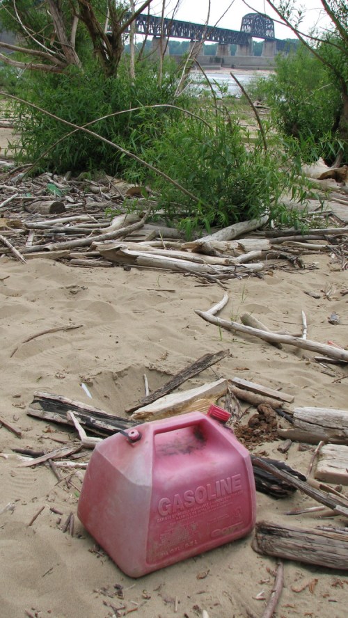 gasoline container at the Falls