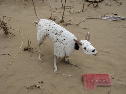 Styro-dog with gas can