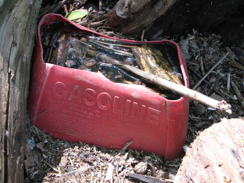 damaged gasoline container