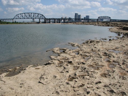 Louisville skyline as seen from the Falls of the Ohio, 8/09