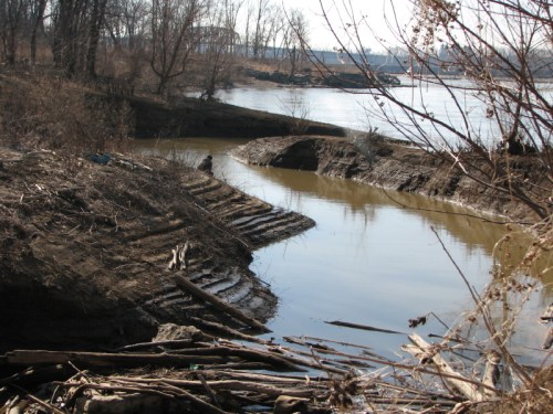 terraced creek bank with fisherman, 2/2011