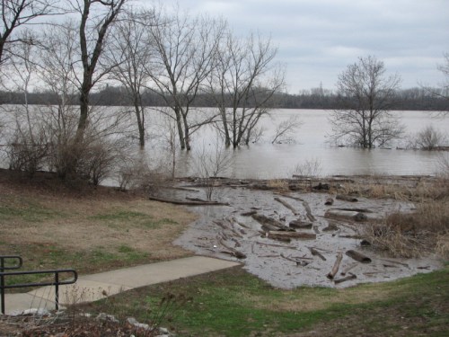 Ohio River high water at the Falls of the Ohio, 3/2011