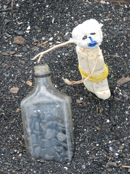 Little Styrofoam man with coal bottle, 7/2011