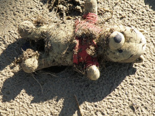 Winnie the Pooh plush toy turned over, Dec. 2011