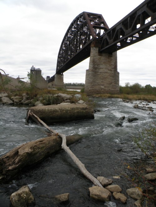 Under the bridge, Falls of the Ohio, late October 2012