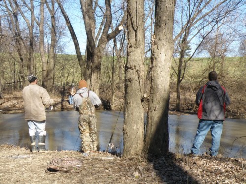 fisherman at the creek, Falls of the Ohio, Jan. 2013