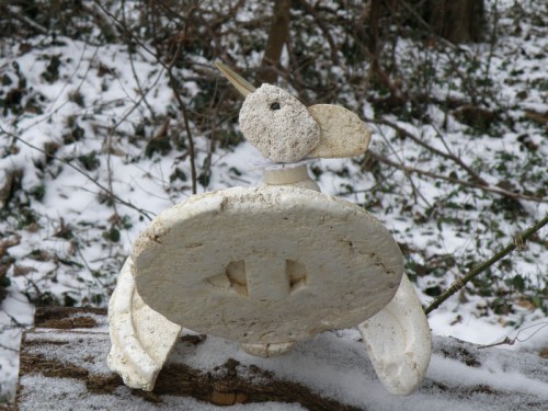 Snow Cock, back view showing tail fan, Feb. 2013