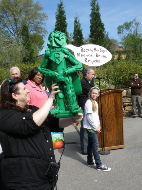 Recycled robot winner at the Trashformation contest, April 20, 2013