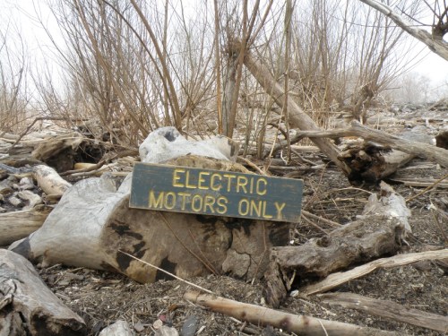 Electric Motors Only sign at the Falls, April 2013