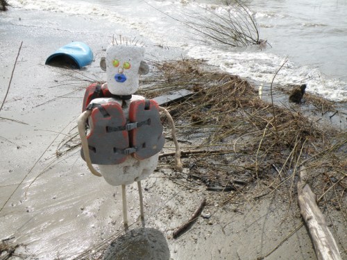 Blue-lipped figure with flotation device, April 2013