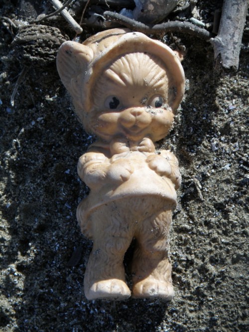 old plastic dressed kitten toy, April 2013