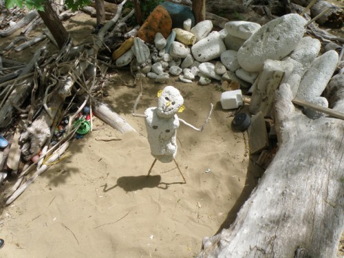 Spring Styro-figure with yellow ears, Falls of the Ohio, May 2013