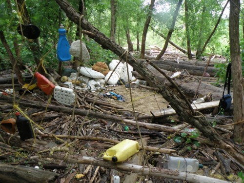 Giant Driftwood Spider web with more junk, June 2013