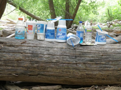 soft drink waste, Falls of the Ohio, July 2013