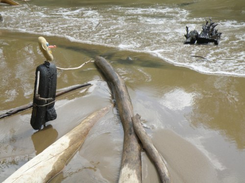 Black Styro-figure by the river, July 2013