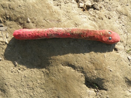 red, plush toy snake, Sept. 2013