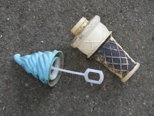 Plastic Ice Cream Cone Soap Bubble wand and bottle, Falls of the Ohio, Sept. 2013