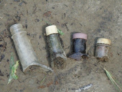 four different glass bottlenecks, 2013