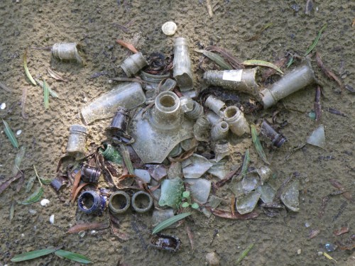 diverse collection of glass bottlenecks, 2013