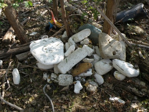 Styrofoam on site, Falls, Nov. 2013