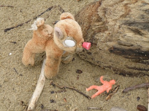 Rudolph with plastic figure, Dec. 2013