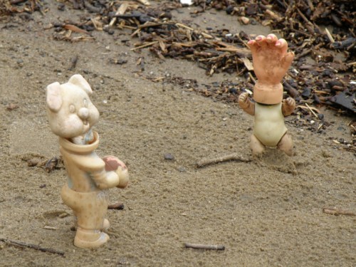 Pigskin Pete and Handy playing catch, Falls of the Ohio, Dec. 2013