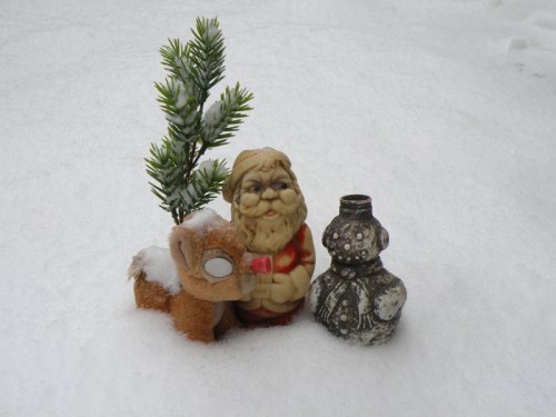 rudolph, santa, and snowman in the snow, 2013_1_1