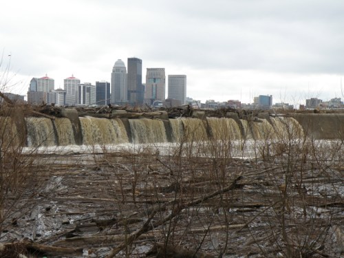 Louisville as seen from the Falls of the Ohio, Jan. 2014