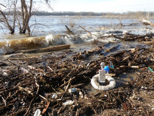 New Year's Day figure at the river's edge, Jan. 2014