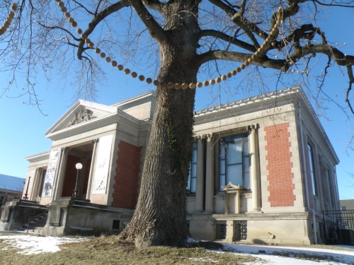 "La Belle Riviere" hanging from tree at the Carnegie Center for Art and History, Jan. 2014