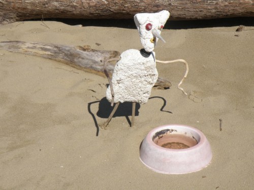 Mr. Mosquito Nose and dog food bowl, April 2014