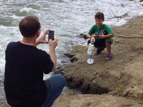 Posing for pictures with the artist, Aug. 2014