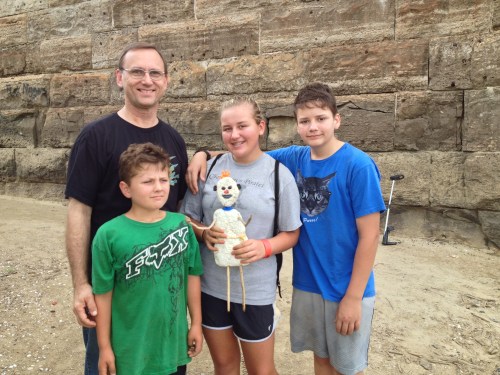 The artist posed with his new family, Falls of the Ohio, Aug. 2014
