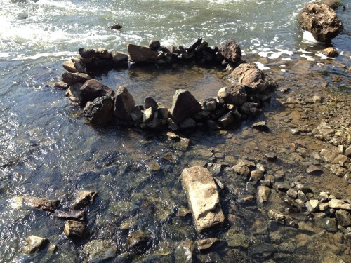 rock and concrete ring, Falls of the Ohio, Oct. 2014