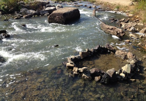 rock and concrete ring, Falls of the Ohio, Oct. 2014
