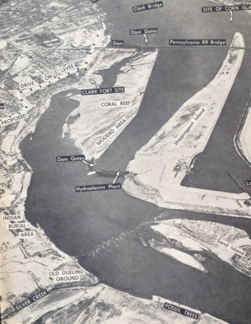 Aerial view of the Falls of the Ohio, Courier-Journal magazine article 1966