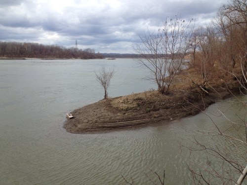 storm sewer overflow peninsula, Falls of the Ohio, Dec. 2014