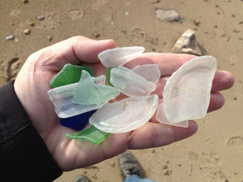river frosted bottle glass, Falls of the Ohio, Dec. 2014