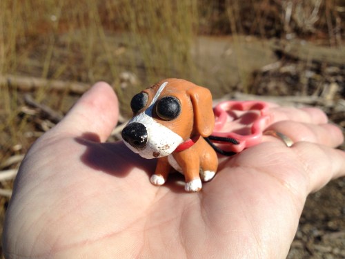 Sad-eyed puppy plastic keychain, Jan. 2015
