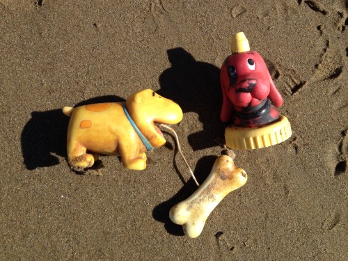 Two "Clifford the Big Red Dog" plastic items, Jan. 2015