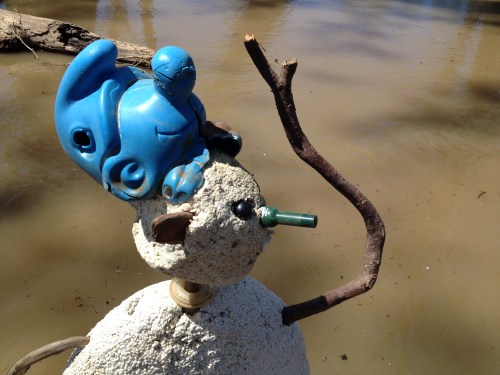 Detail of the Shoe Shaman, Falls of the Ohio, April 2015