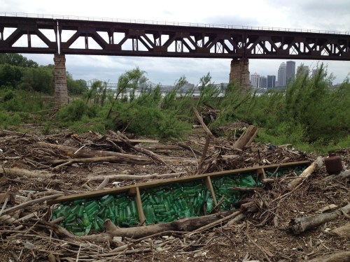 Green plastic bottles piece, Falls of the Ohio, May 2015
