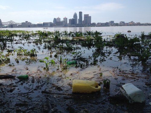 High water with Louisville in the distance, July 18, 2015