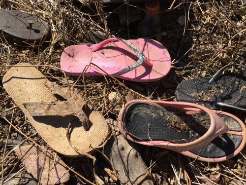 found flip-flops, Falls of the Ohio, Oct. 2015