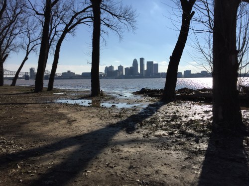Louisville as seen from the riverbank in Southern Indiana, Jan. 1, 2015