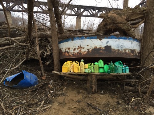 Studio view, Arrangement in Yellow and Green Plastic, Falls of the Ohio, Jan. 2016