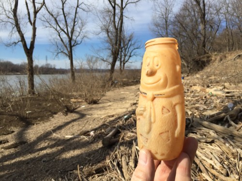 Fred Flintstone baby bottle, Falls of the Ohio, Jan. 30, 2016