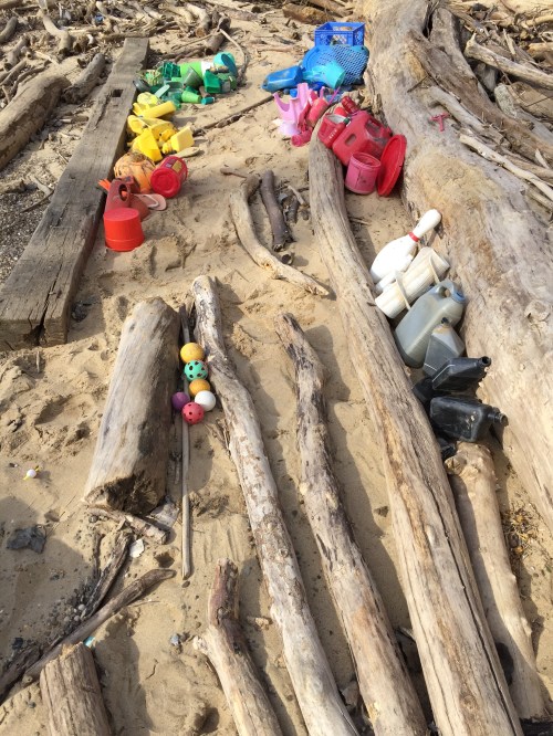 Sorting plastic by color, Falls of the Ohio, Jan. 30, 2016